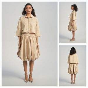 ALEEZA Elegant Tan Bubble Skirt